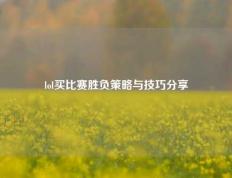 lol买比赛胜负策略与技巧分享