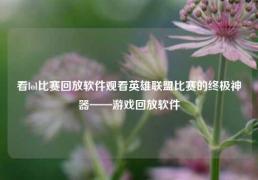 看lol比赛回放软件观看英雄联盟比赛的终极神器——游戏回放软件