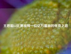 王思聪lol比赛视频一位亿万富翁的电竞之路