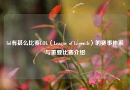 lol有甚么比赛LOL（League of Legends）的赛事体系与重要比赛介绍