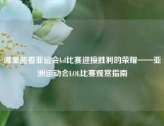 哪里能看亚运会lol比赛迎接胜利的荣耀——亚洲运动会LOL比赛观赏指南