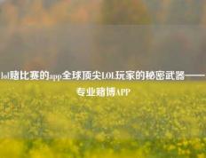 lol赌比赛的app全球顶尖LOL玩家的秘密武器——专业赌博APP