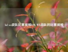lol we战队比赛视频LOL WE战队的比赛视频
