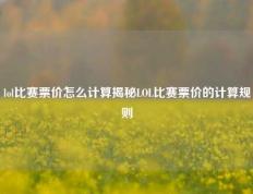 lol比赛票价怎么计算揭秘LOL比赛票价的计算规则