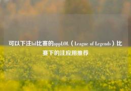 可以下注lol比赛的appLOL（League of Legends）比赛下的注应用推荐