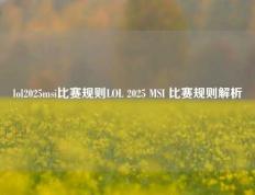 lol2025msi比赛规则LOL 2025 MSI 比赛规则解析