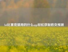 lol比赛竞猜用的什么app轻松获取胜负预测