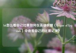 lol怎么看自己比赛如何在英雄联盟（League of Legends）中查看自己的比赛记录？