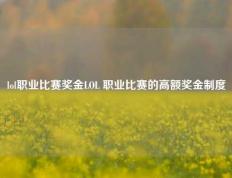 lol职业比赛奖金LOL 职业比赛的高额奖金制度
