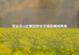 亚运会lol比赛回放中文精彩瞬间再现