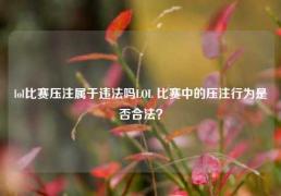 lol比赛压注属于违法吗LOL 比赛中的压注行为是否合法？