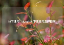 lol下注用什么appLOL 下注应用选择指南