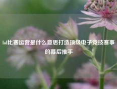 lol比赛运营是什么意思打造顶级电子竞技赛事的幕后推手
