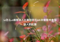 lol怎么ob观看别人比赛如何在LOL中查看并参与别人的比赛