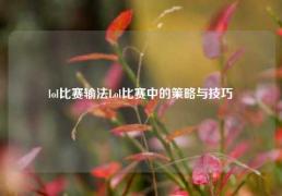 lol比赛输法Lol比赛中的策略与技巧