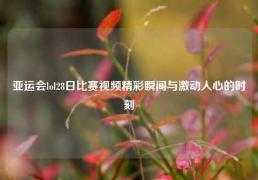 亚运会lol28日比赛视频精彩瞬间与激动人心的时刻