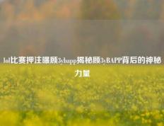 lol比赛押注曝顾3ybapp揭秘顾3yBAPP背后的神秘力量
