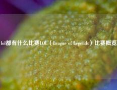 lol都有什么比赛LOL（League of Legends）比赛概览