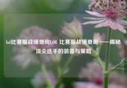 lol比赛服战绩查询LOL 比赛服战绩查询——揭秘顶尖选手的装备与策略