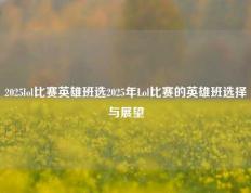 2025lol比赛英雄班选2025年Lol比赛的英雄班选择与展望