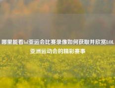 哪里能看lol亚运会比赛录像如何获取并欣赏LOL亚洲运动会的精彩赛事