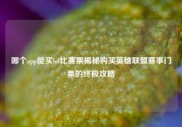 哪个app能买lol比赛票揭秘购买英雄联盟赛事门票的终极攻略