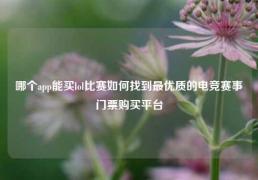 哪个app能买lol比赛如何找到最优质的电竞赛事门票购买平台