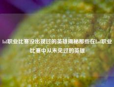 lol职业比赛没出现过的英雄揭秘那些在Lol职业比赛中从未见过的英雄