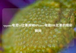 vpgame电竞lol比赛探秘VPGame电竞LOL比赛的精彩瞬间
