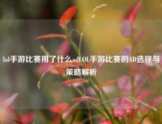 lol手游比赛用了什么adLOL手游比赛的AD选择与策略解析