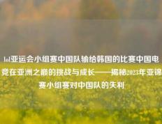 lol亚运会小组赛中国队输给韩国的比赛中国电竞在亚洲之巅的挑战与成长——揭秘2023年亚锦赛小组赛对中国队的失利