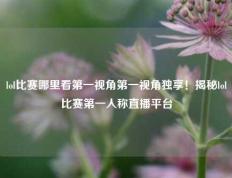 lol比赛哪里看第一视角第一视角独享！揭秘lol比赛第一人称直播平台