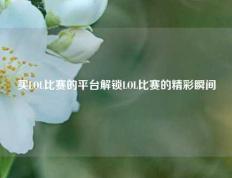 买LOL比赛的平台解锁LOL比赛的精彩瞬间