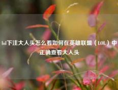 lol下注大人头怎么看如何在英雄联盟（LOL）中正确查看大人头