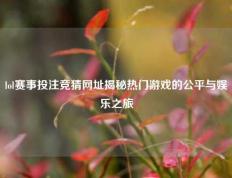 lol赛事投注竞猜网址揭秘热门游戏的公平与娱乐之旅