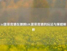 lol菠菜竞猜在哪啊LOL菠菜竞猜的玩法与策略解析