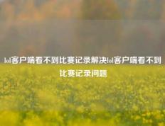 lol客户端看不到比赛记录解决lol客户端看不到比赛记录问题