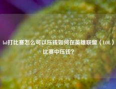 lol打比赛怎么可以压钱如何在英雄联盟（LOL）比赛中压钱？
