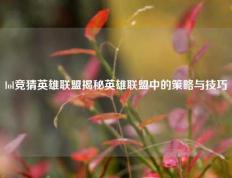 lol竞猜英雄联盟揭秘英雄联盟中的策略与技巧