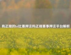 有正规的lol比赛押注吗正规赛事押注平台解析