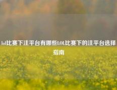lol比赛下注平台有哪些LOL比赛下的注平台选择指南