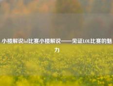 小楼解说lol比赛小楼解说——见证LOL比赛的魅力