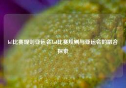 lol比赛规则亚运会Lol比赛规则与亚运会的融合探索