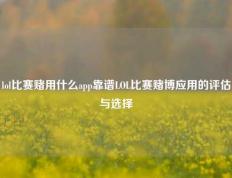lol比赛赌用什么app靠谱LOL比赛赌博应用的评估与选择