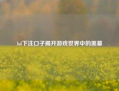 lol下注口子揭开游戏世界中的黑幕