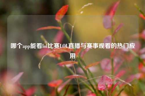 哪个app能看lol比赛LOL直播与赛事观看的热门应用