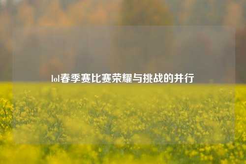 lol春季赛比赛荣耀与挑战的并行