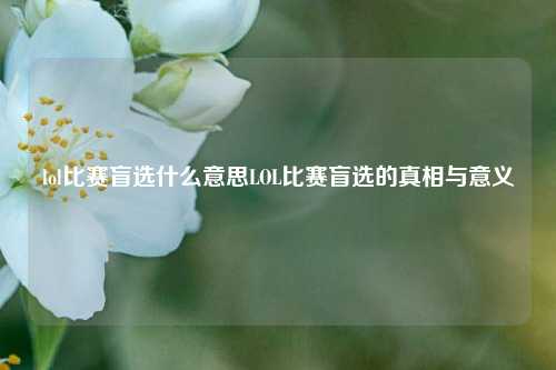 lol比赛盲选什么意思LOL比赛盲选的真相与意义