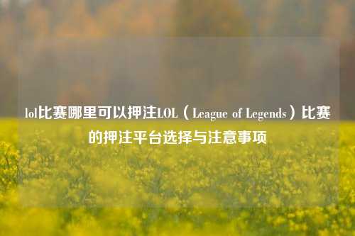 lol比赛哪里可以押注LOL（League of Legends）比赛的押注平台选择与注意事项