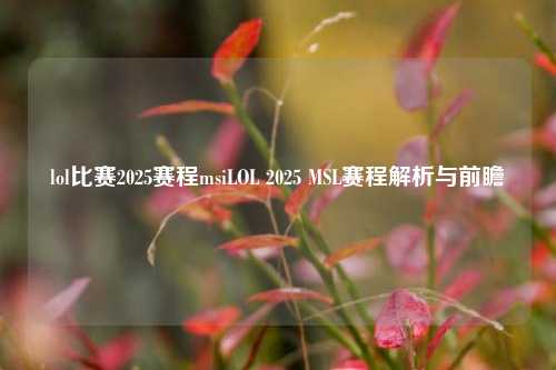 lol比赛2025赛程msiLOL 2025 MSL赛程解析与前瞻